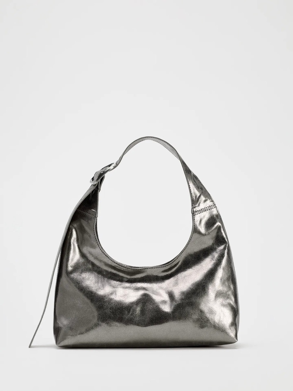 Metallic Silver Mini Bucket Bag